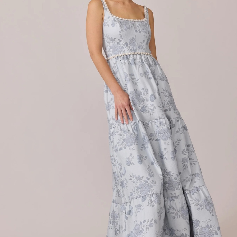 Revelry Light Blue Floral Empire Waist Maxi Dress